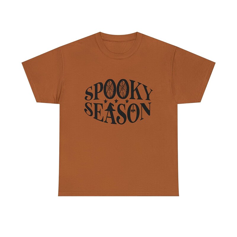 Spooky Season Halloween T-Shirt Unisex Heather Orange Fall Spider Witch Hat